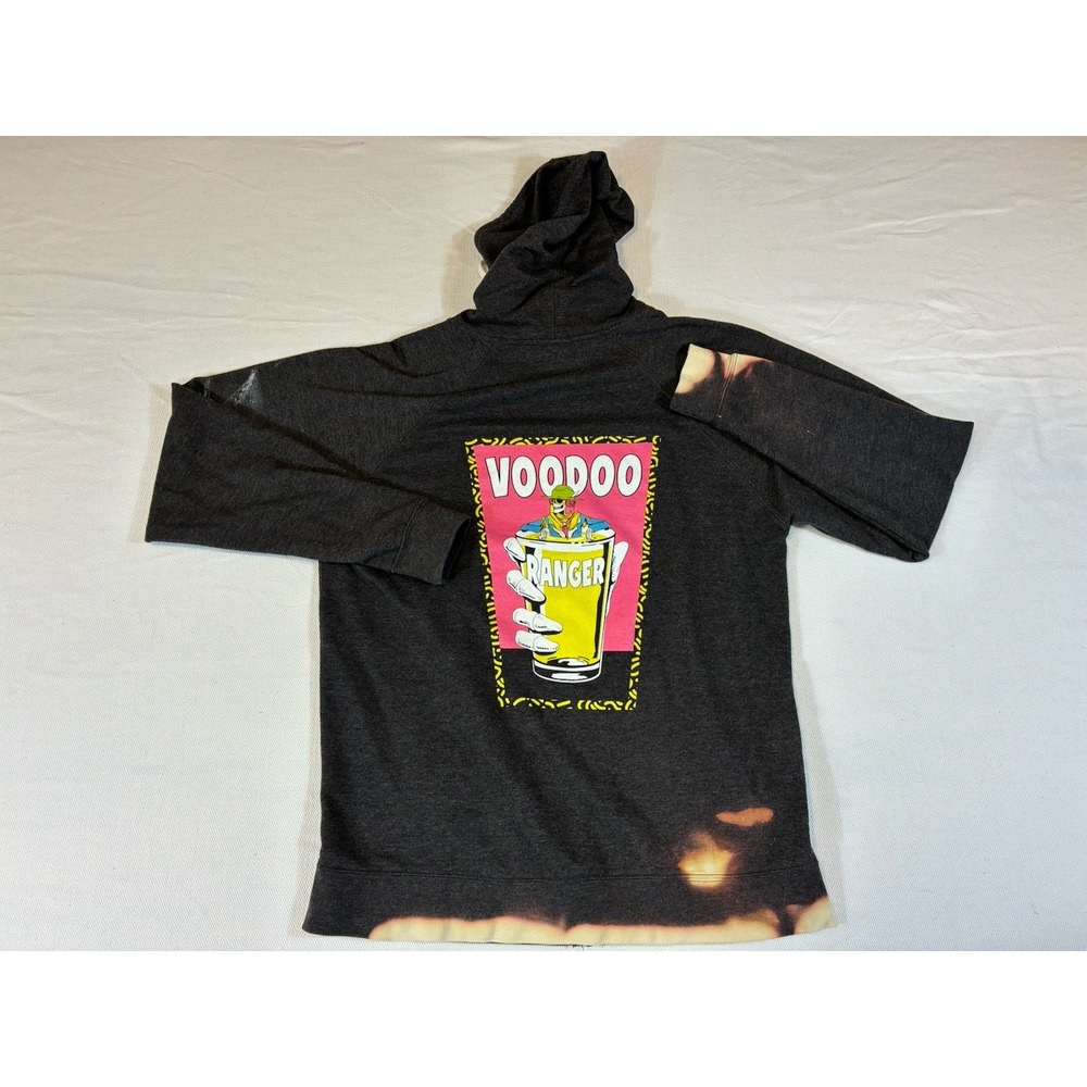 Voodoo Ranger Beer Hoodie XL Gray Full Zip New Belgium Brewing Skeleton Distress